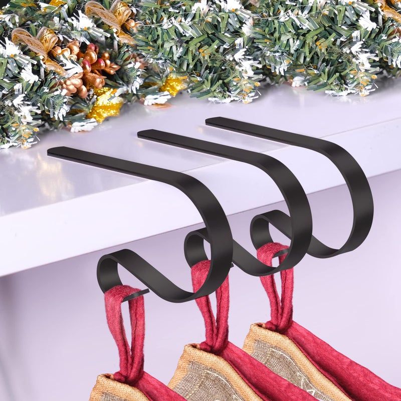 TAROSE Stocking Holders for Mantle  Christmas Stocking Holder Set of 4  Mantle Clip Fireplace Hooks Hanger for Christmas Party Decoration Supplies (Black) - Image 4